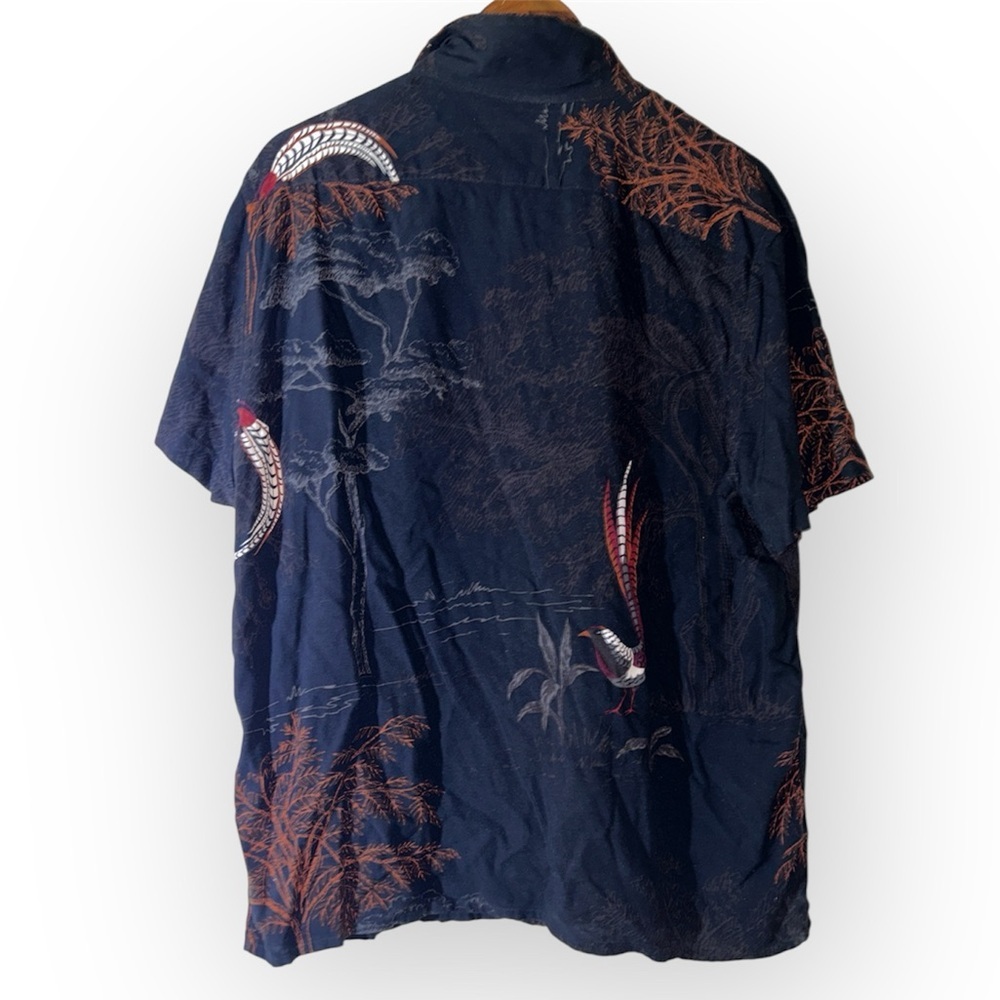 Express Bird & Tree Print Rayon Short Sleeve Shirt SIZE XL - Picture 3 of 7